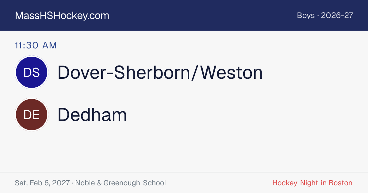 Dover-Sherborn/Weston at Dedham score card