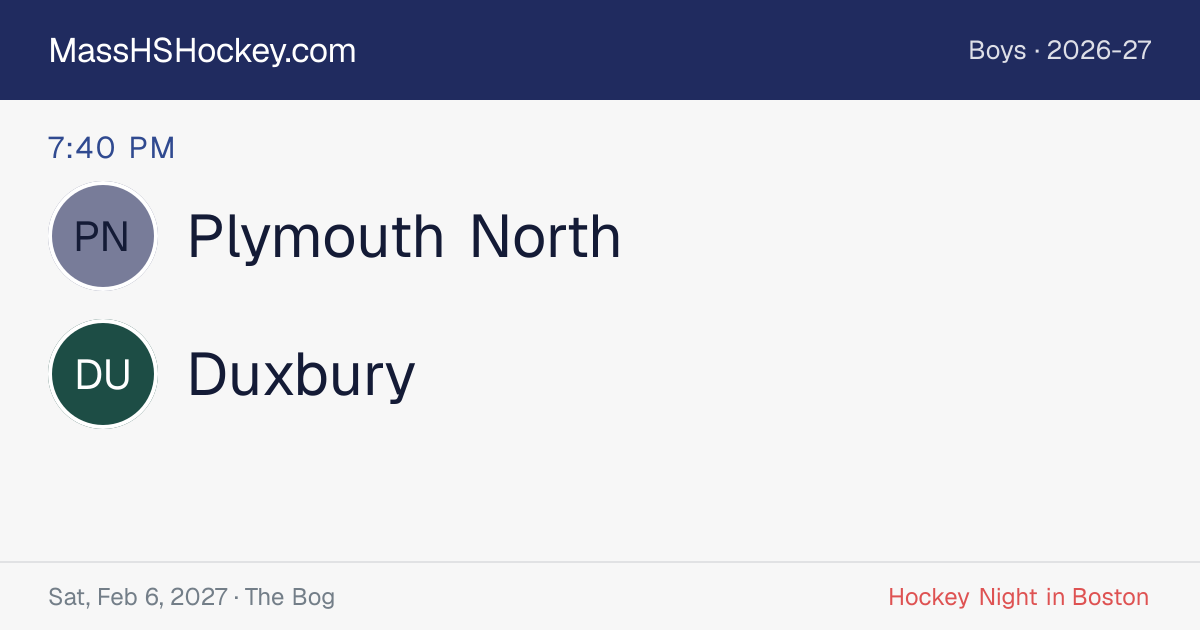 Plymouth North at Duxbury score card