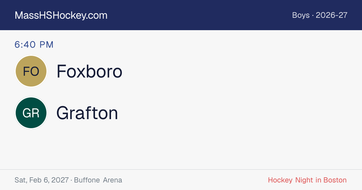 Foxboro at Grafton score card