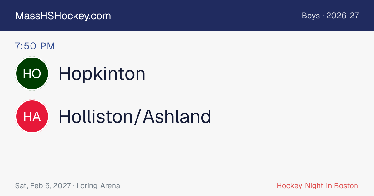 Hopkinton at Holliston/Ashland score card