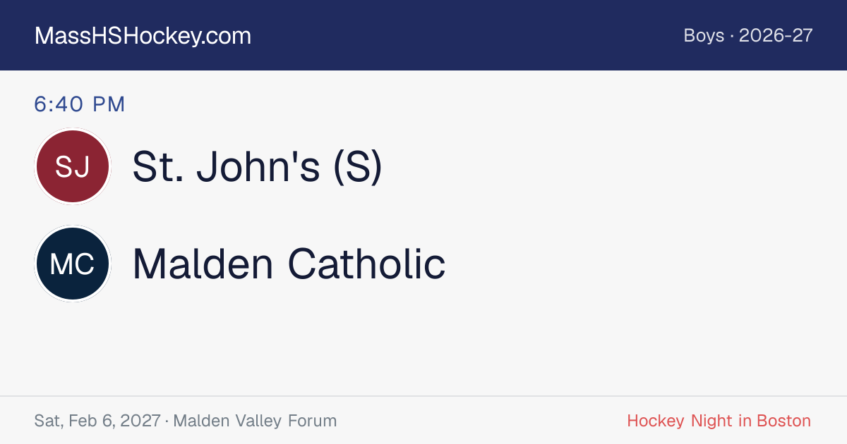 St. John's (S) at Malden Catholic score card