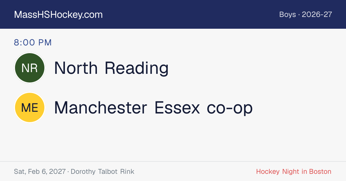 North Reading at Manchester Essex co-op score card
