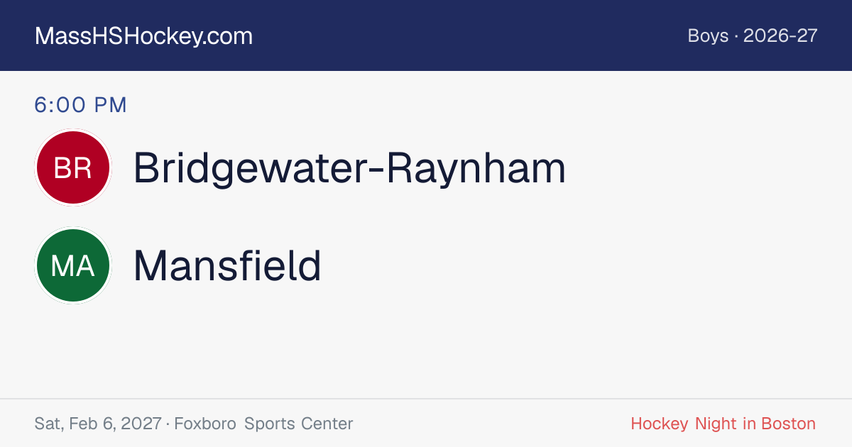 Bridgewater-Raynham at Mansfield score card