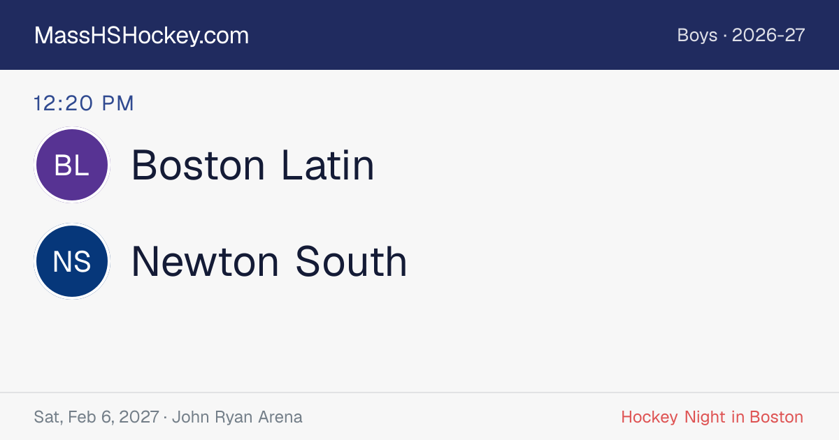 Boston Latin at Newton South score card