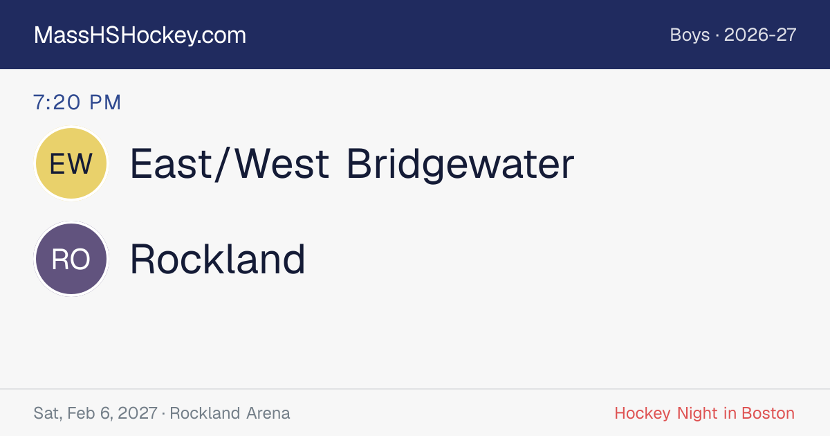 East/West Bridgewater at Rockland score card