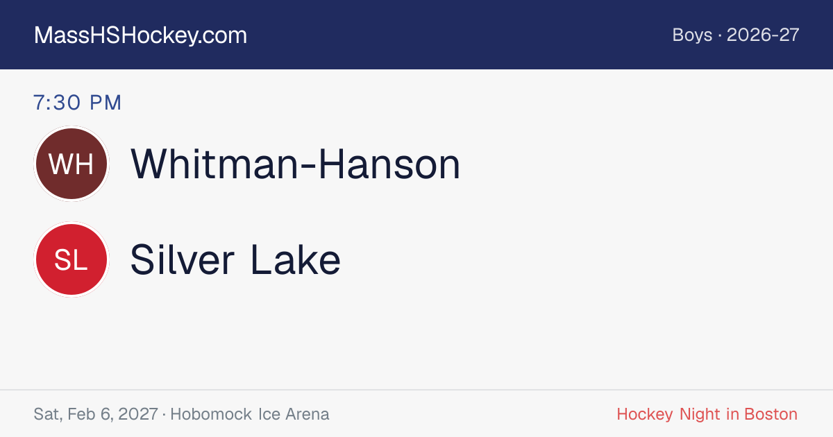 Whitman-Hanson at Silver Lake score card