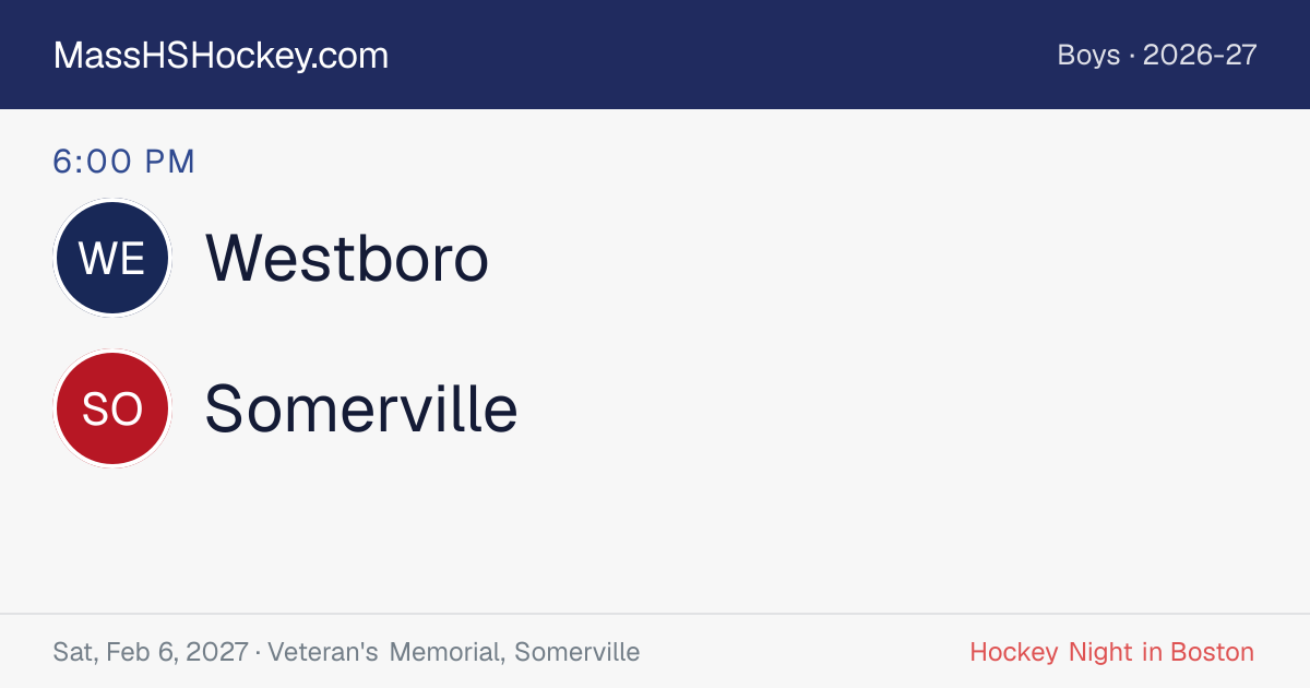 Westboro at Somerville score card