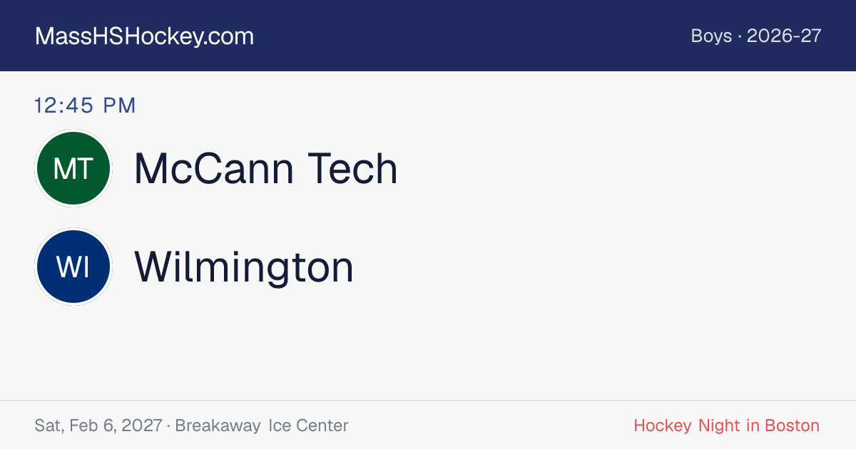 McCann Tech at Wilmington score card