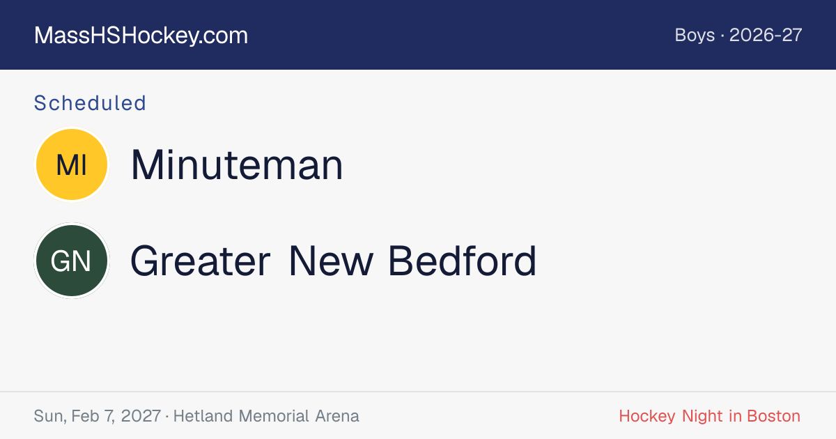 Minuteman at Greater New Bedford score card