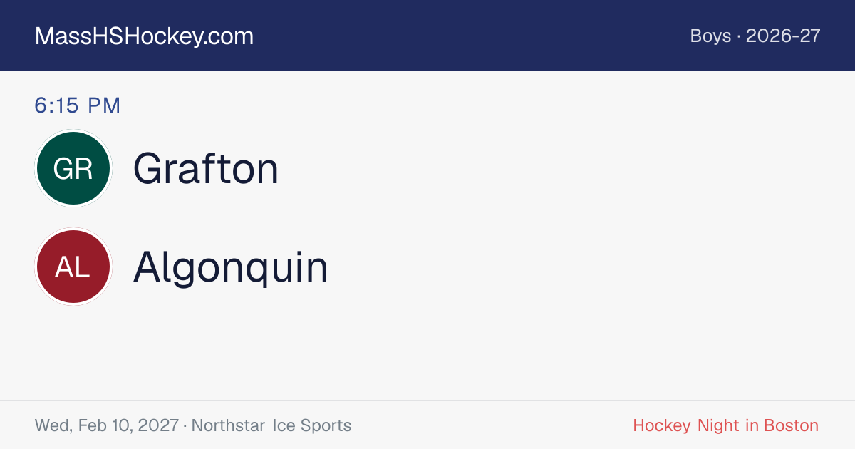 Grafton at Algonquin score card