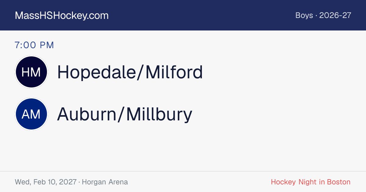 Hopedale/Milford at Auburn/Millbury score card