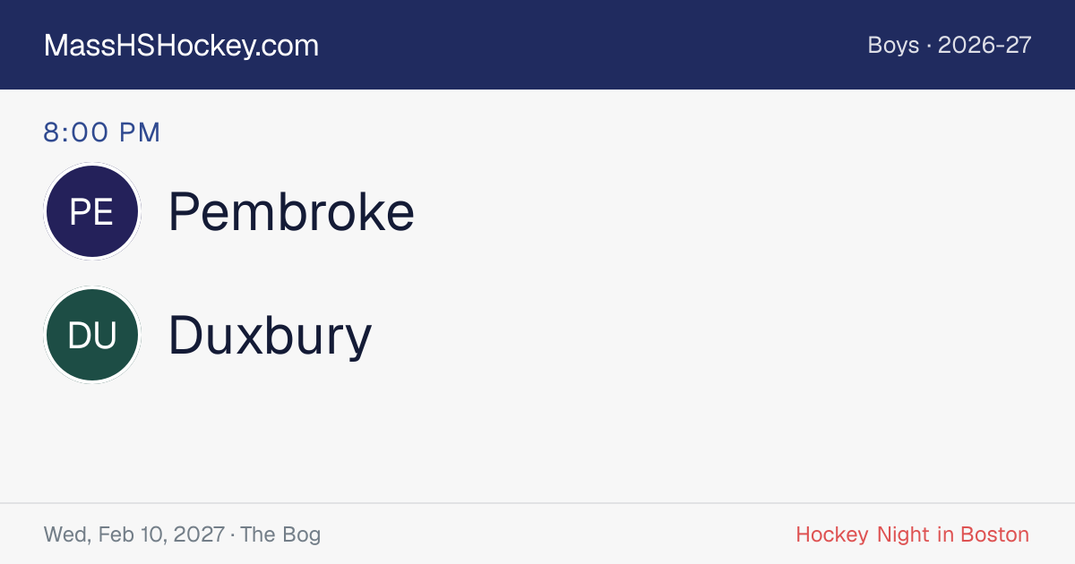 Pembroke at Duxbury score card