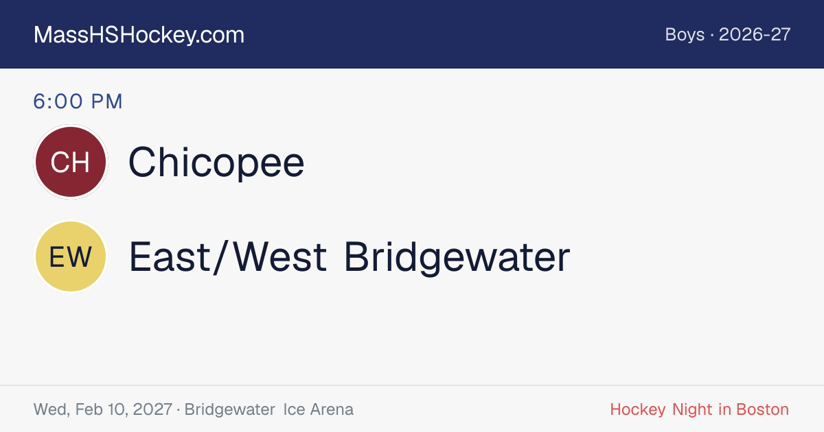 Chicopee at East/West Bridgewater score card