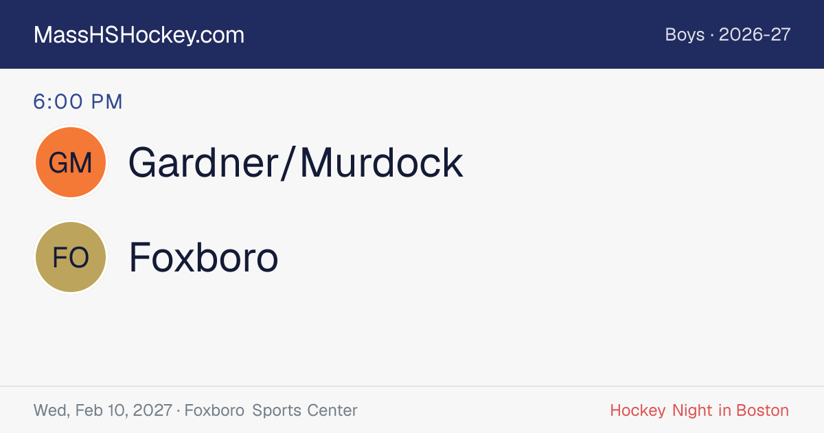 Gardner/Murdock at Foxboro score card