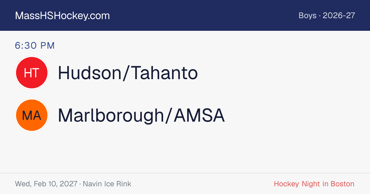 Hudson/Tahanto at Marlborough/AMSA score card