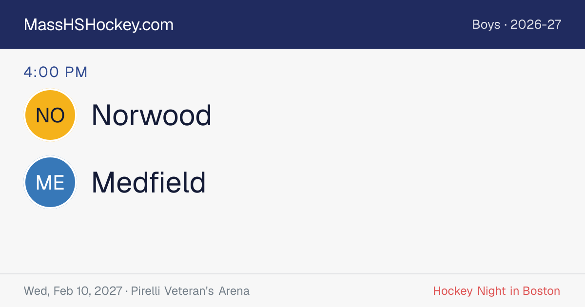 Norwood at Medfield score card