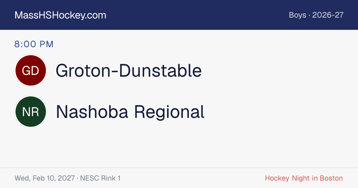 Groton-Dunstable at Nashoba Regional score card