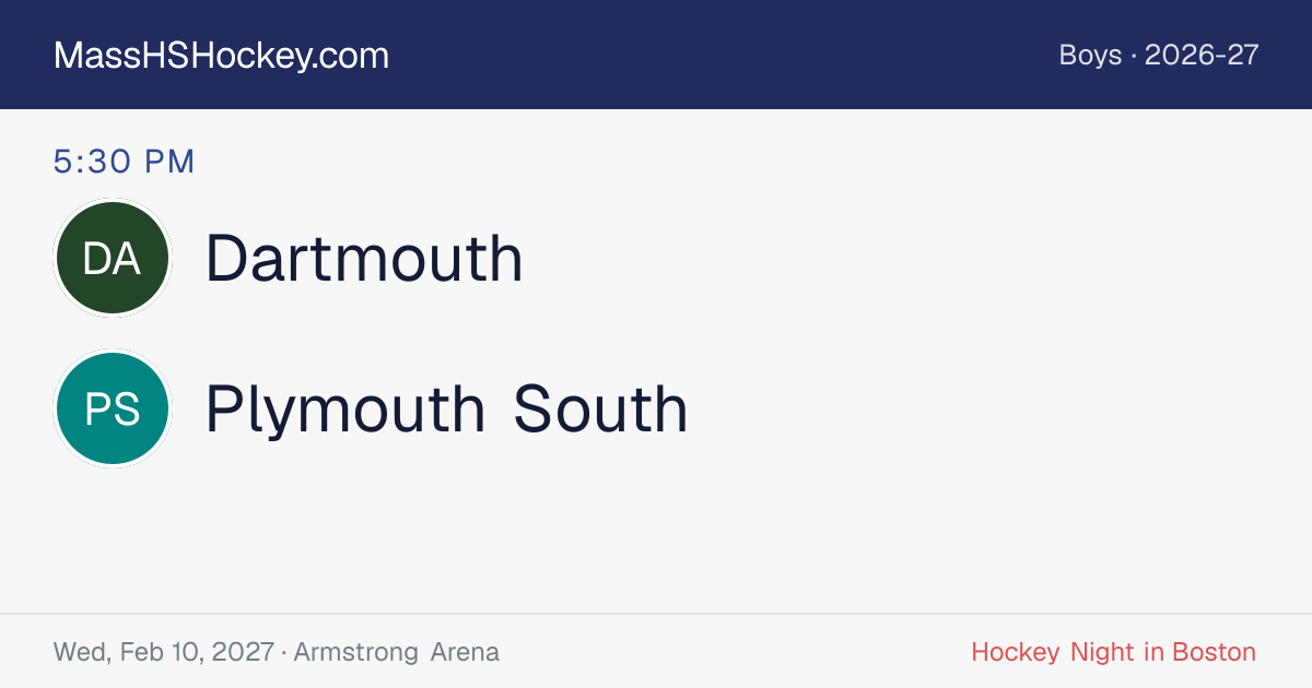 Dartmouth at Plymouth South score card