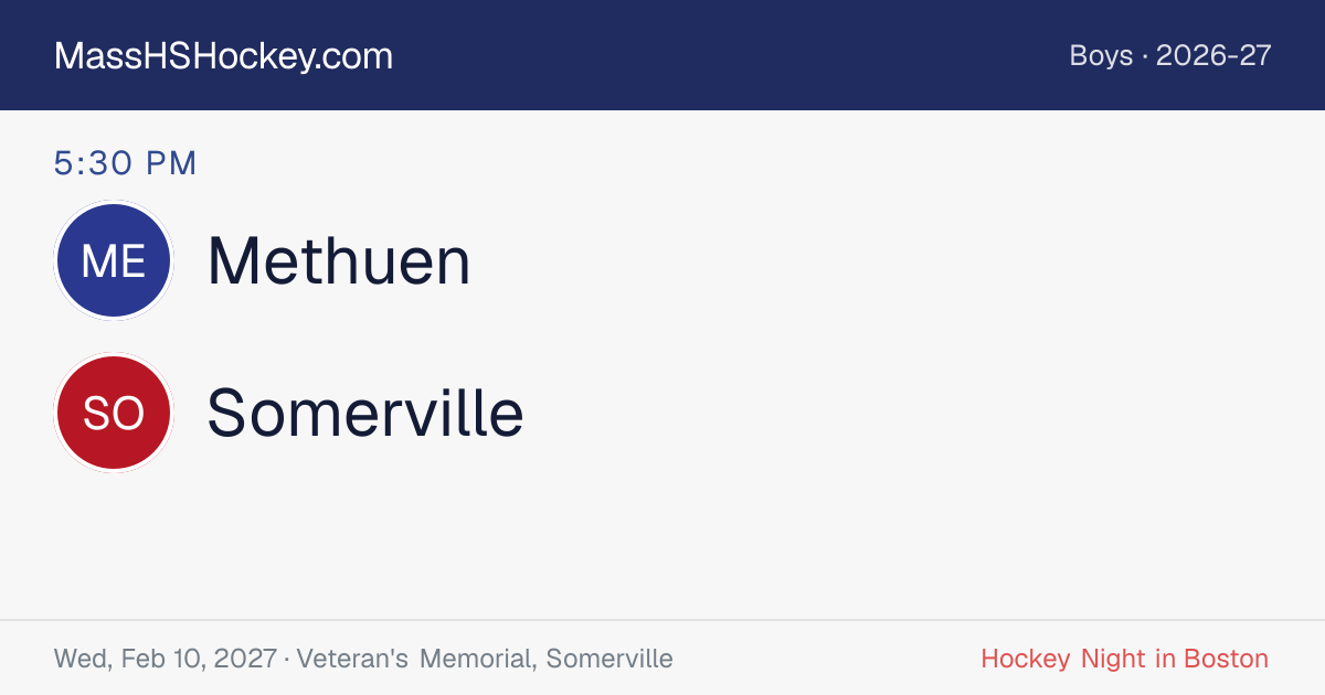 Methuen at Somerville score card