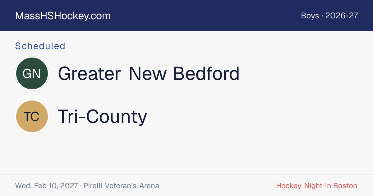 Greater New Bedford at Tri-County score card