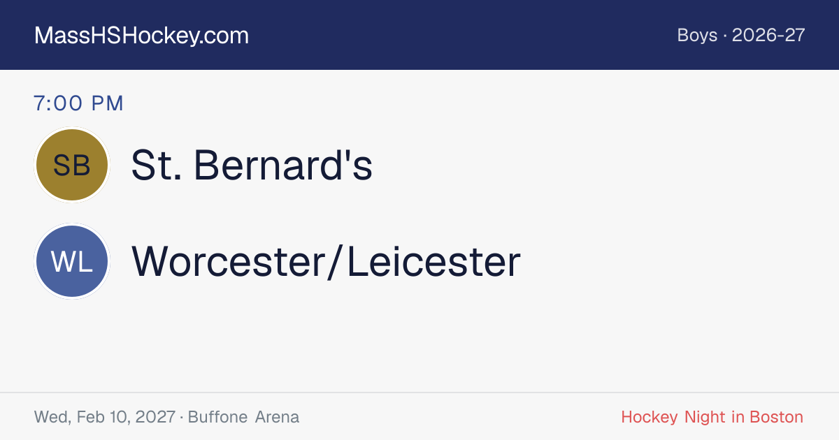 St. Bernard's at Worcester/Leicester score card