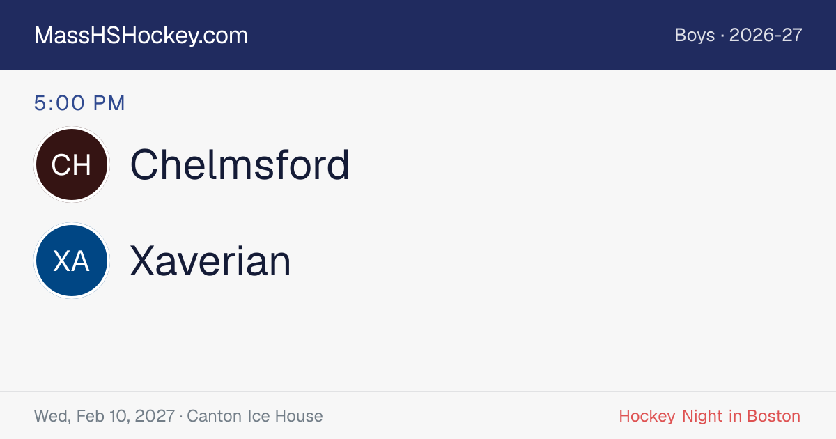 Chelmsford at Xaverian score card