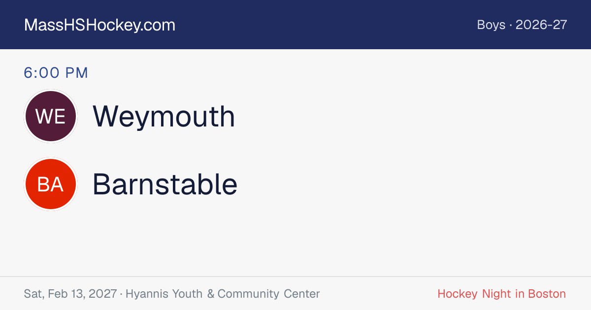 Weymouth at Barnstable score card