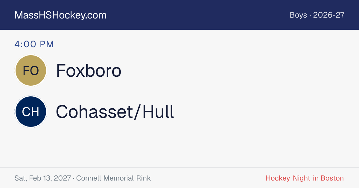 Foxboro at Cohasset/Hull score card