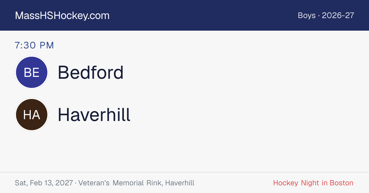 Bedford at Haverhill score card