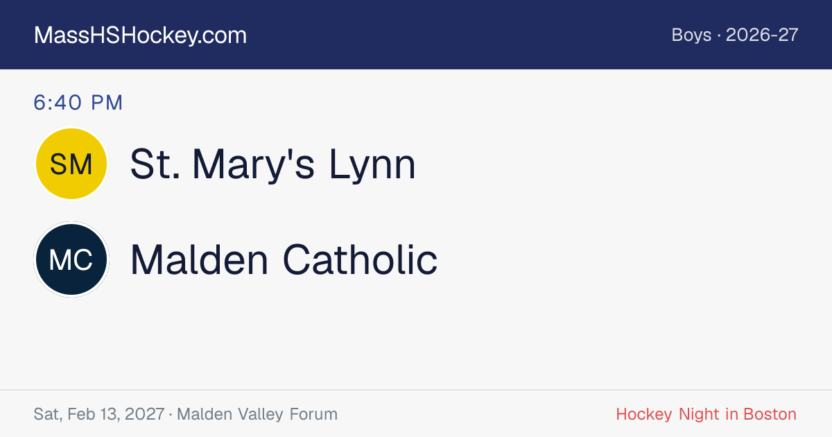 St. Mary's Lynn at Malden Catholic score card