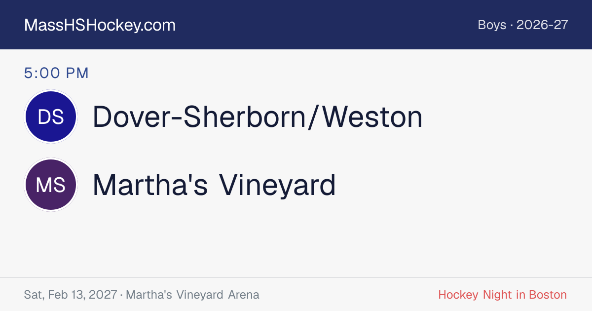 Dover-Sherborn/Weston at Martha's Vineyard score card