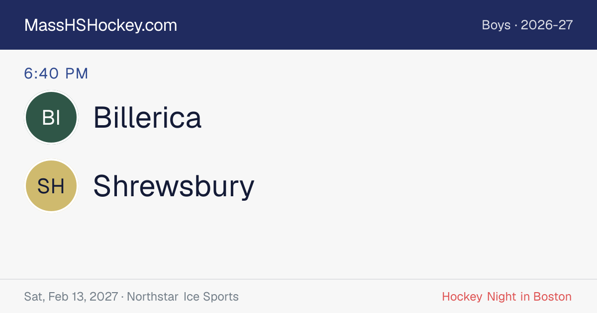 Billerica at Shrewsbury score card