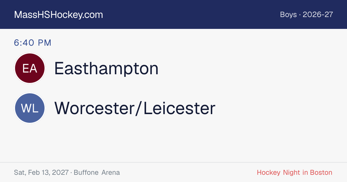 Easthampton at Worcester/Leicester score card