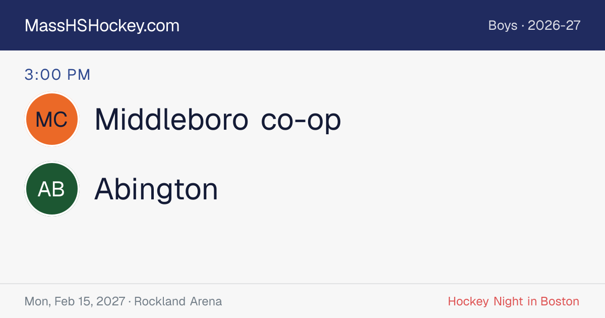 Middleboro co-op at Abington score card