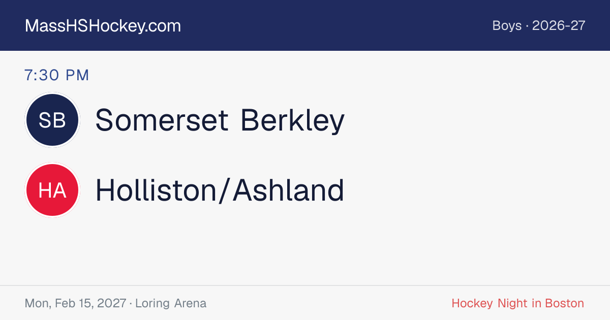 Somerset Berkley at Holliston/Ashland score card