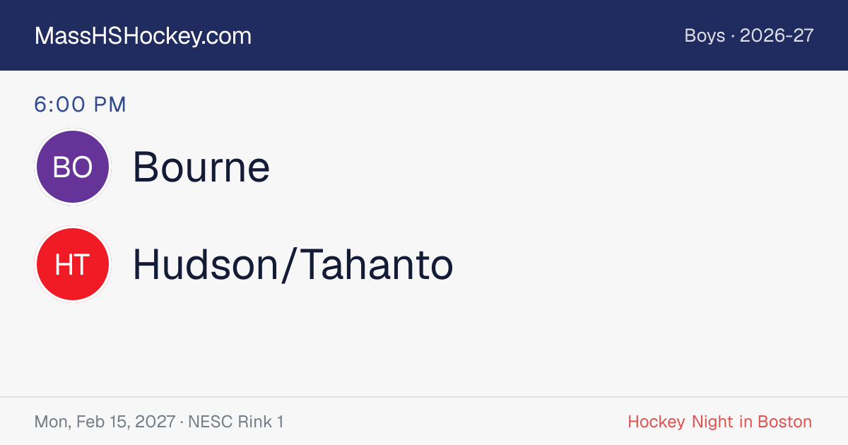 Bourne at Hudson/Tahanto score card