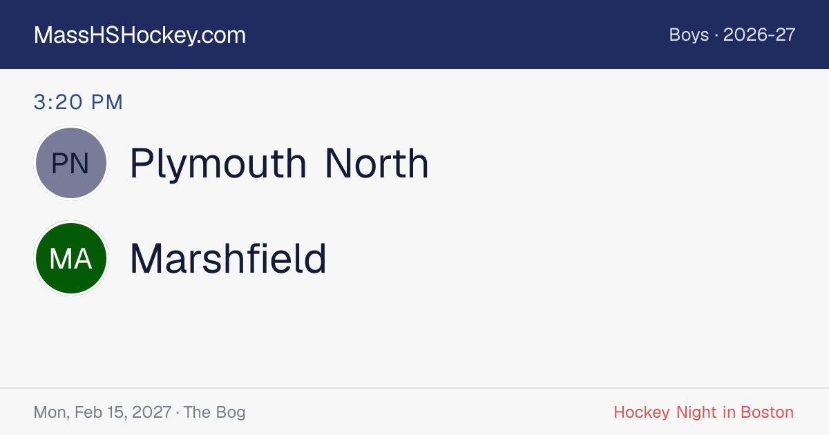 Plymouth North at Marshfield score card