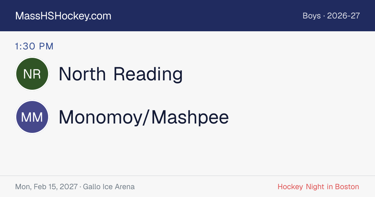 North Reading at Monomoy/Mashpee score card