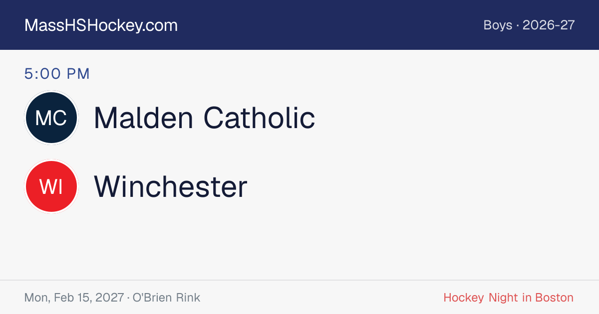 Malden Catholic at Winchester score card
