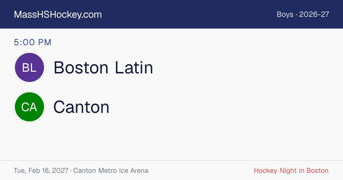 Boston Latin at Canton score card