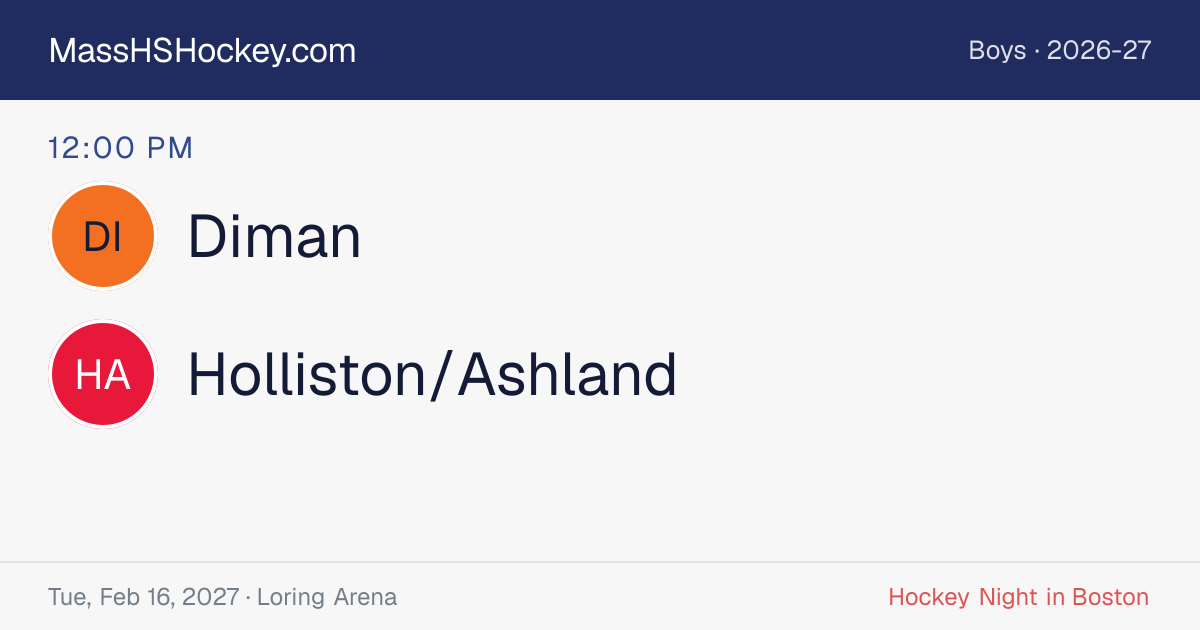 Diman at Holliston/Ashland score card