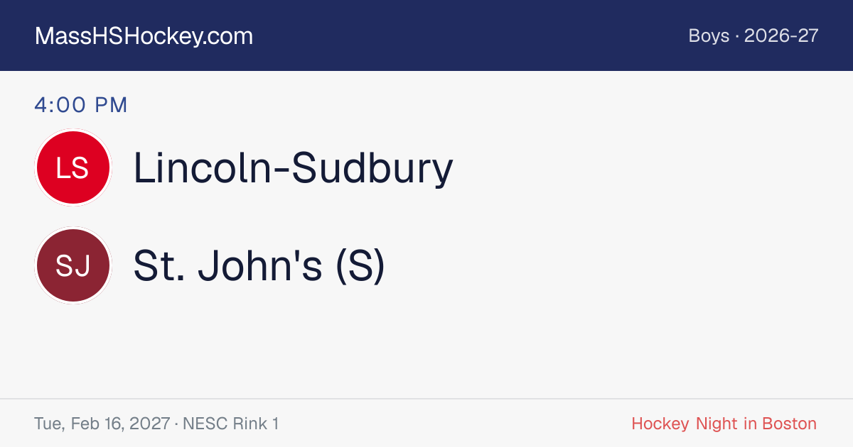 Lincoln-Sudbury at St. John's (S) score card