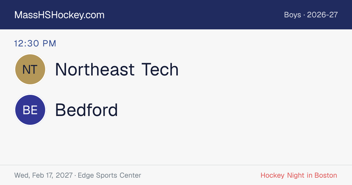 Northeast Tech at Bedford score card