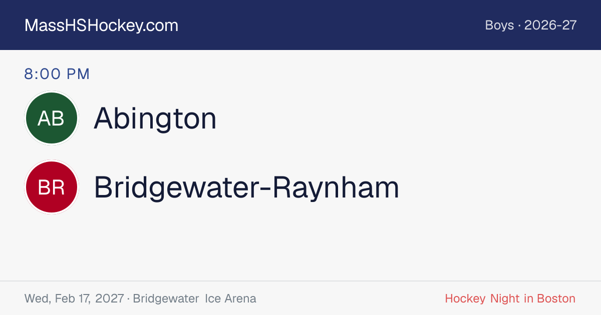 Abington at Bridgewater-Raynham score card