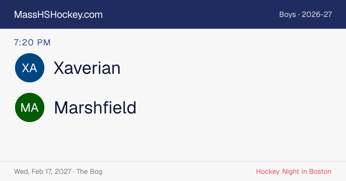Xaverian at Marshfield score card