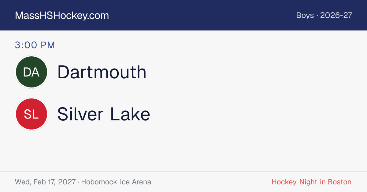 Dartmouth at Silver Lake score card