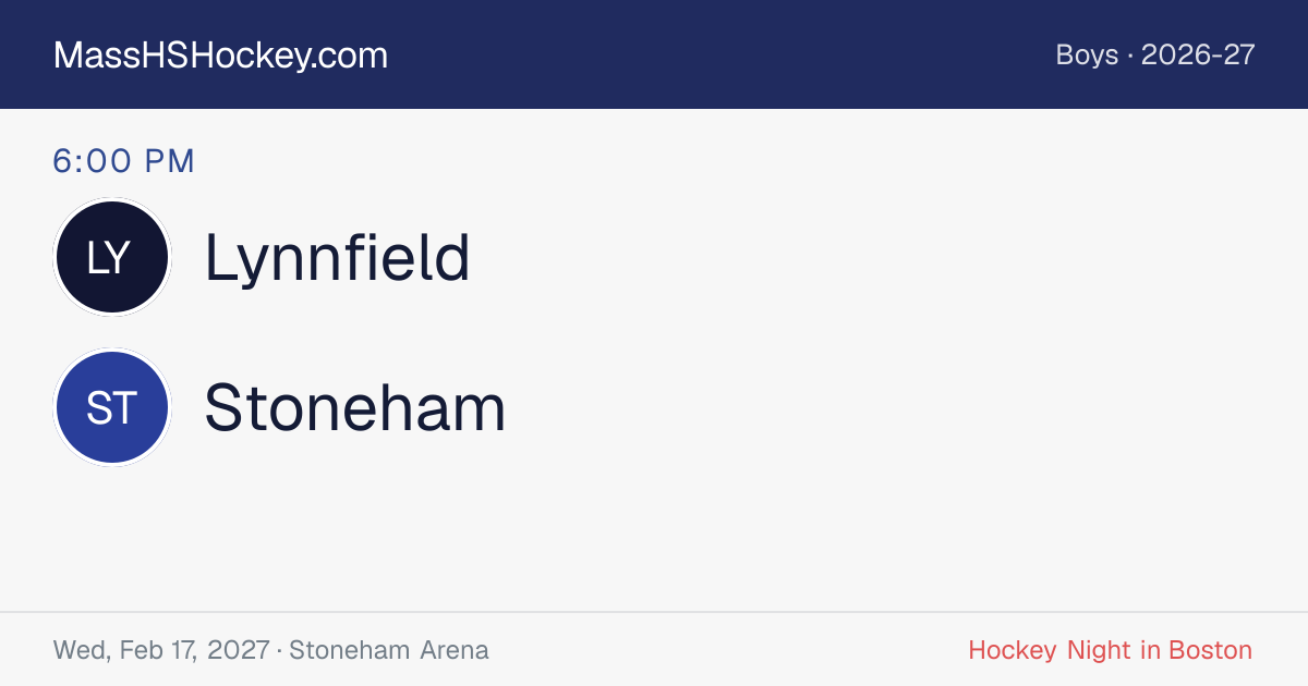 Lynnfield at Stoneham score card
