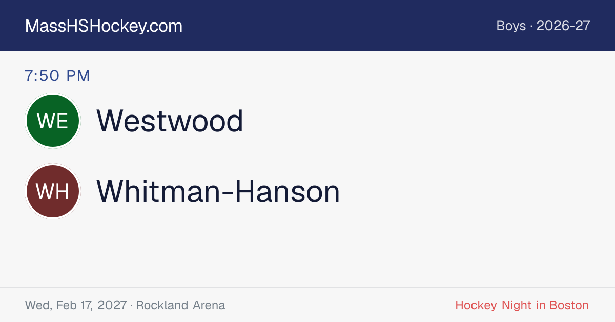 Westwood at Whitman-Hanson score card