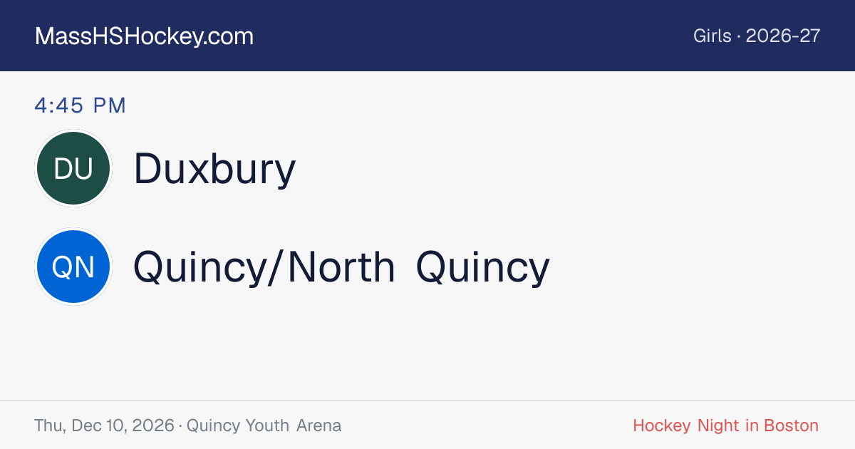 Duxbury at Quincy/North Quincy score card