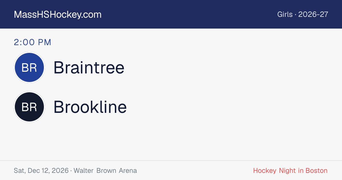Braintree at Brookline score card